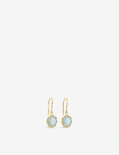 Shop Astley Clarke Paloma 18ct Gold-plated Vermeil Sterling Silver And Aqua Quartz Earrings In Yellow Gold/blue