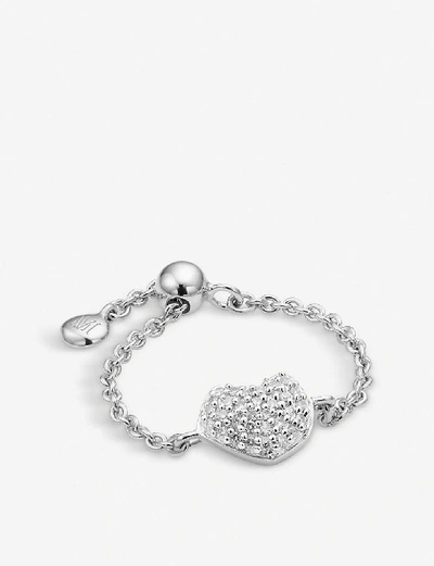 Shop Monica Vinader Nura Sterling Silver And Diamond Mini Heart Friendship Ring In White