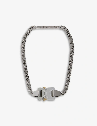 Shop Alyx Rollercoaster Buckle Silver-tone Chain Necklace In Silver Shine And Matt