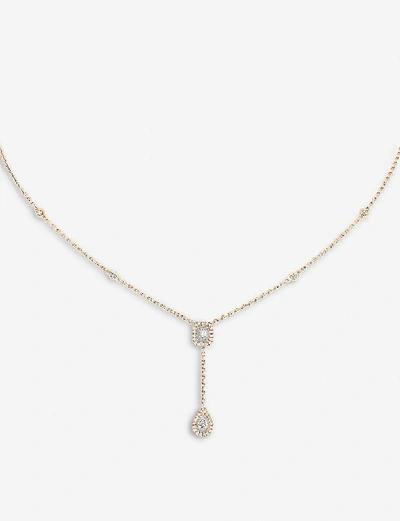 Shop Messika Women's Pink My Twin 18ct Pink-gold And 0.10ct Diamond Tie Necklace