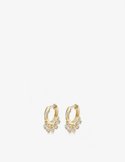 Shop Astley Clarke Biography Droplet 18ct Yellow-gold, Sapphire And Moonstone Hoop Earrings