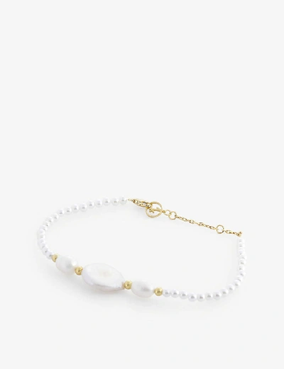 Shop Anissa Kermiche Caviar Pebble Gold-plated Silver And Freshwater-pearl Bracelet In White