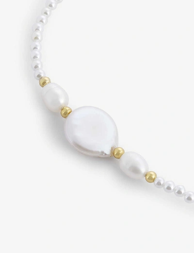 Shop Anissa Kermiche Caviar Pebble Gold-plated Silver And Freshwater-pearl Bracelet In White