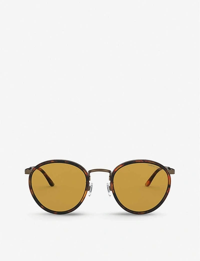 Shop Giorgio Armani Women's Yellow Ar101m Acetate Round-frame Sunglasses