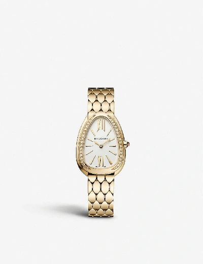 Shop Bvlgari Womens Yellow Gold 103147 Serpenti Seduttori 18ct Yellow-gold And Diamond Quartz Watch