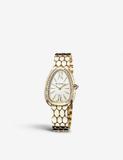 Shop Bvlgari Womens Yellow Gold 103147 Serpenti Seduttori 18ct Yellow-gold And Diamond Quartz Watch