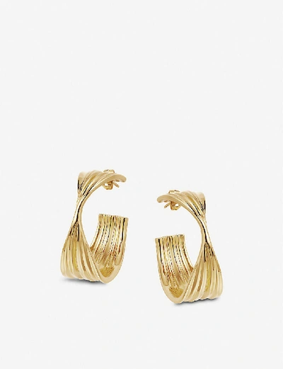 Shop Missoma Wave Large 18ct Yellow Gold-plated Vermeil Hoop Earrings