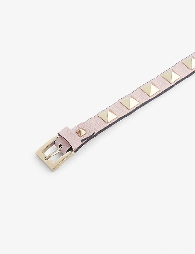 Shop Valentino Rockstud Leather Bracelet In Poudre