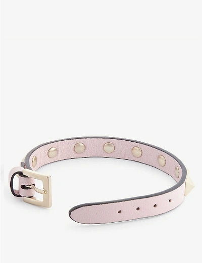 Shop Valentino Rockstud Leather Bracelet In Poudre