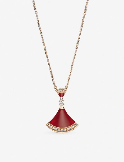 Shop Bvlgari Womens Gold Divas Dream 18ct Rose-gold, Carnelian And Diamond Necklace