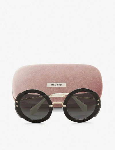 Shop Miu Miu Womens Black Mu06s Round-frame Sunglasses
