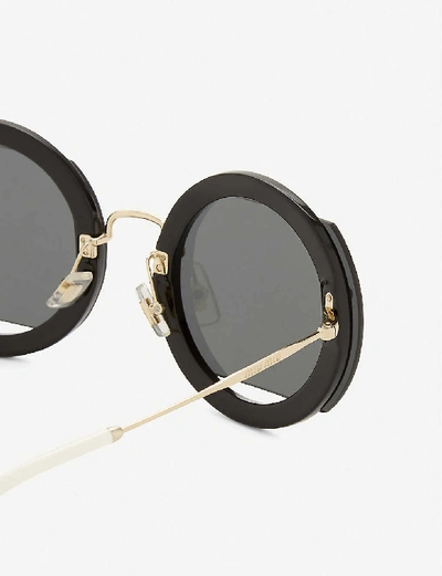 Shop Miu Miu Womens Black Mu06s Round-frame Sunglasses