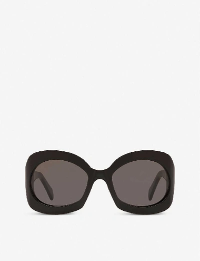 Shop Celine Cl40097i Acetate Round Sunglasses In Black