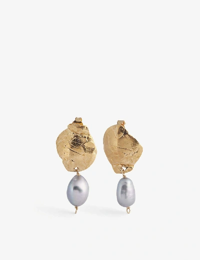 Shop Alighieri Shadow Of A Woman 24ct Gold-plated Bronze And Onyx Drop Earrings