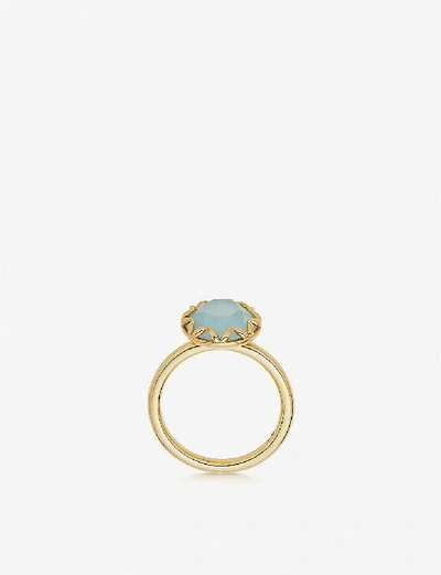 Shop Astley Clarke Paloma 18ct Yellow-gold Plated Milky Aqua Quartz Ring