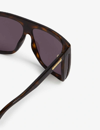 Shop Gucci Womens Grey Havana Rectangle Sunglasses