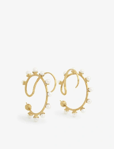 Shop Panconesi Upside Down Sterling Silver Hoop Earrings In Gold Pearl