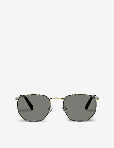 Shop Le Specs Alto Hexagonal-frame Sunglasses In Gold Black Khaki Mono