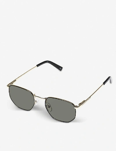 Shop Le Specs Alto Hexagonal-frame Sunglasses In Gold Black Khaki Mono