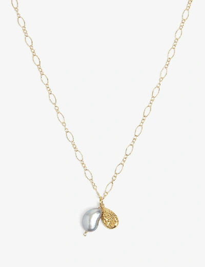 Shop Alighieri Solitary Tear 24ct Yellow Gold-plated Bronze And Freshwater Pearl Pendant Necklace