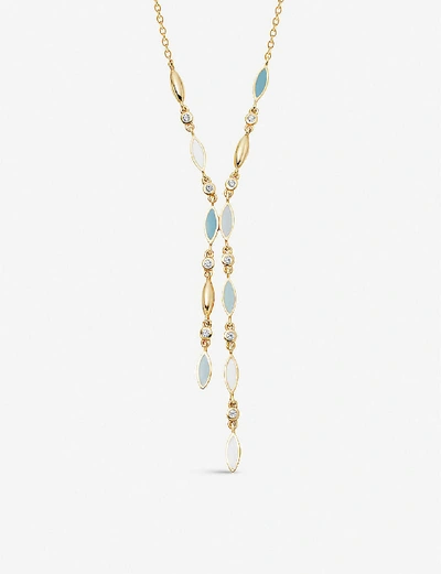 Shop Astley Clarke Paloma Fallen Petal 18ct Yellow-gold Plated And Enamel Lariat Necklace