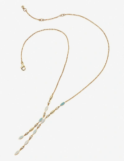Shop Astley Clarke Paloma Fallen Petal 18ct Yellow-gold Plated And Enamel Lariat Necklace