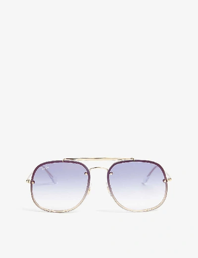 Shop Ray Ban Ray-ban Women's Gold Rb3583 Square-frame Sunglasses