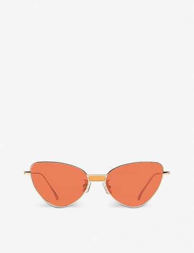 Shop Gentle Monster Womens Orange Lenses Chakra 032(or) Gold-toned Metal Cat-eye Sunglasses