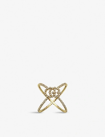 Shop Gucci Gg Running 18ct Yellow-gold Diamond Ring