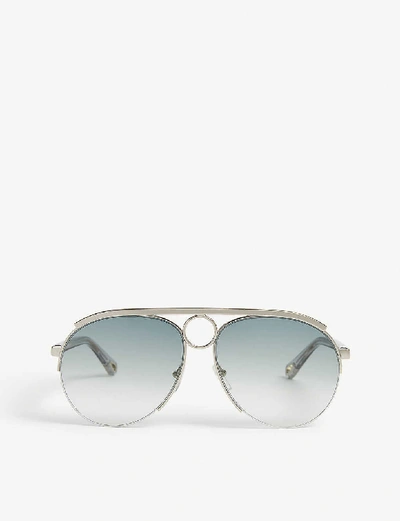 Shop Chloé Round Frame Sunglasses In Gold