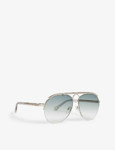 Shop Chloé Round Frame Sunglasses In Gold