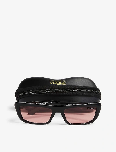 Shop Vogue Womens Black Gigi Hadid Bella Rectangle-frame Sunglasses