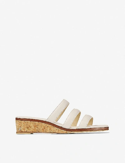 Shop Jimmy Choo Athenia 35 Leather And Cork Wedges In Latte