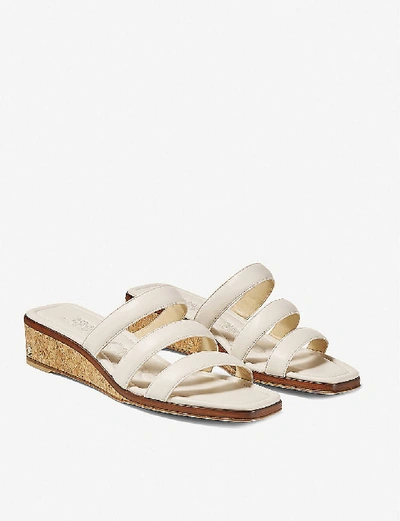 Shop Jimmy Choo Athenia 35 Leather And Cork Wedges In Latte