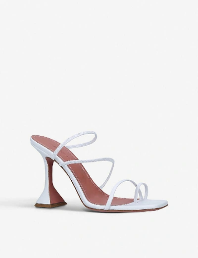 Shop Amina Muaddi Naima Leather Sandals In White