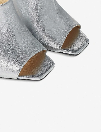 Shop Jimmy Choo Baia 100 Crystal-embellished Metallic-leather Heeled Mules In Silver/crystal
