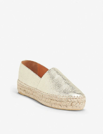 Shop Lk Bennett Talia Espadrille Leather Sandals In Gol-soft Gold
