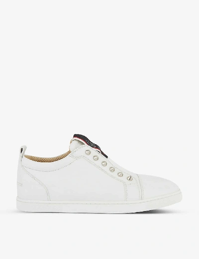 Shop Christian Louboutin Men's White F.a.v Fique A Vontade Leather Trainers