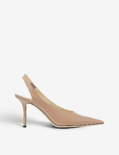 Shop Jimmy Choo Ivy 85 Leather Slingback Courts In Ballet Pink
