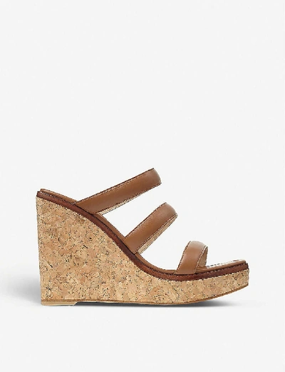 Shop Jimmy Choo Athenia 110 Leather Wedge Sandals In Cuoio