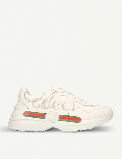 Women's Rhyton Gucci logo leather sneaker