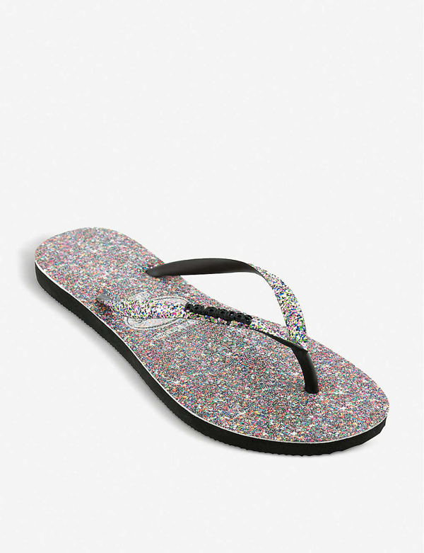 havaianas slim glitter black
