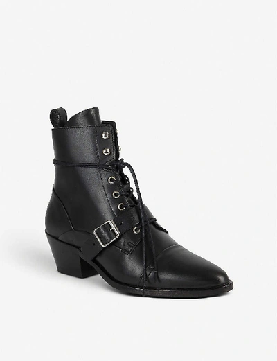 Shop Allsaints Women's Black Katy Heeled Leather Boots