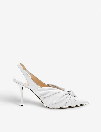 Shop Jimmy Choo Annabell 85 Patent Leather Slingback Pumps In White