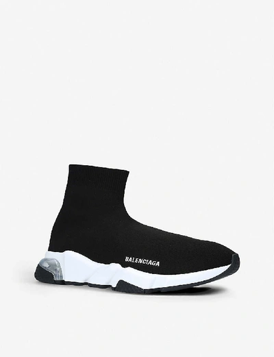 Shop Balenciaga Womens Blk/white Women's Speed Knitted High-top Trainers 8