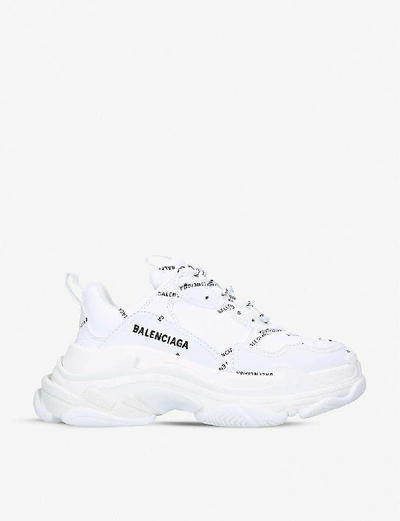 Shop Balenciaga Triple S Leather And Mesh Trainers In Pink+comb