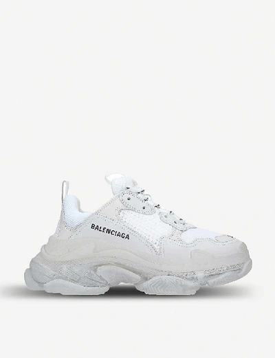 Shop Balenciaga Triple S Leather And Mesh Trainers In White