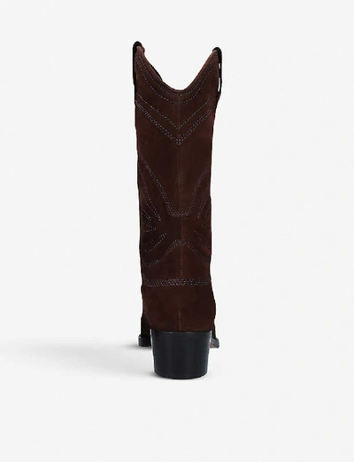 Shop Ganni High Texas Leather Heeled Boots In Dark Brown