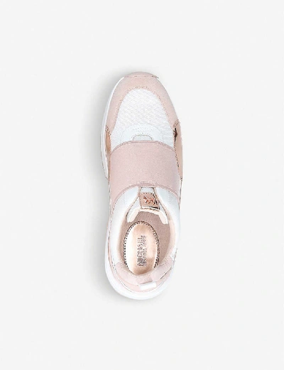 Shop Michael Michael Kors Cosmo Panelled Leather And Suede Trainers In Pale Pink