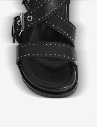 Shop Allsaints Nina Studded Leather Flatform Sandals In Black
